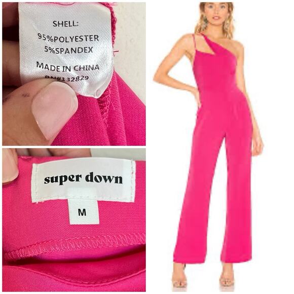 Revolve super down anouk cut out Pink Wide Leg jumpsuit - Picture 3 of 11